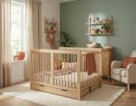 Ourbaby Pătuț din lemn pentru copii, pentru gemeni Ourbaby Twinny - natur