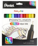 Pentel Tűfilc készlet, 0, 4 mm, PENTEL "Pointliner", 12 különböző szín (S40-12) - mystock