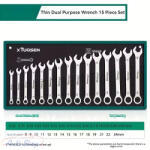  XTousen Profi Ultra vékony minőségű 15 részes csillag-villás kulcs készlet, Kombinált Kulcskészlet , többfunkciós villáskulcs készlet 8-24mm