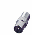 Somogyi Elektronic FF 18 csatlakozó átalakító, koax dugó-F aljzat, fém, csavarható, egyenes kivitel - digibolt