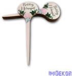  Virág mintás beszúró 11x5cm 5db/csomag - Boldog Nőnapot