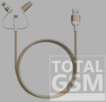 ADAM elements PeAk II 120B Trio Apple iPhone 5 / 5S / SE / 5C / 6 / 6S / 6 Plus / 6S Plus / 7 / 7 Plus / 8 / 8 Plus / X / XS / XS Max / XR / 11 / 11 Pro / 11 Pro Max Lightning-microUSB adat- és töltőkábel MFi arany