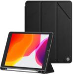 Apple iPad 10.2 2021 NILLKIN BEVEL Fekete Bőr Hatású Trifold Flip Tok
