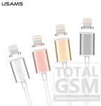 Apple iPhone 5 / 5S / SE / 5C / 6 / 6S / 6 Plus / 6S Plus / 7 / 7 Plus / 8 / 8 Plus / X / XS / XS Max / XR / 11 / 11 Pro / 11 Pro Max USAMS Metal Magnetic Lightning 1M Kábel ezüst