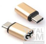  Adapter (microUSB- USB Type-C, töltéshez, adatátvitelhez) arany