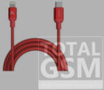 ADAM elements PeAk II C120B Apple iPhone 5 / 5S / SE / 5C / 6 / 6S / 6 Plus / 6S Plus / 7 / 7 Plus / 8 / 8 Plus / X / XS / XS Max / XR / 11 / 11 Pro / 11 Pro Max Lightning/USB-C adat- és töltőkábel MFi 120cm, piros