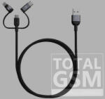 ADAM elements PeAk II 120B Trio Apple iPhone 5 / 5S / SE / 5C / 6 / 6S / 6 Plus / 6S Plus / 7 / 7 Plus / 8 / 8 Plus / X / XS / XS Max / XR / 11 / 11 Pro / 11 Pro Max Lightning-microUSB adat- és töltőkábel MFi szürk