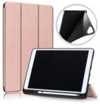 Apple iPad 10.2 2021 Rosegold Bőr Hatású Trifold Apple Pencil Tartós Flip Tok