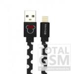  USB kábel Disney - Minnie Apple iPhone 5 / 5S / SE / 5C / 6 / 6S / 6 Plus / 6S Plus / 7 / 7 Plus / 8 / 8 Plus / X / XS / XS Max / XR / 11 / 11 Pro / 11 Pro Max lightning 8pin 1 méter fekete pöttyös