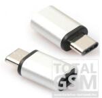  Adapter (microUSB- USB Type-C, töltéshez, adatátvitelhez) ezüst