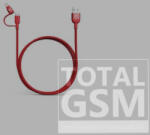 ADAM elements PeAk II Duo Apple iPhone 5 / 5S / SE / 5C / 6 / 6S / 6 Plus / 6S Plus / 7 / 7 Plus / 8 / 8 Plus / X / XS / XS Max / XR / 11 / 11 Pro / 11 Pro Max Lightning-microUSB adat- és töltőkábel MFi piros (1, 2