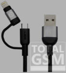 ADAM elements PeAk II Duo Apple iPhone 5 / 5S / SE / 5C / 6 / 6S / 6 Plus / 6S Plus / 7 / 7 Plus / 8 / 8 Plus / X / XS / XS Max / XR / 11 / 11 Pro / 11 Pro Max Lightning-microUSB adat- és töltőkábel MFi szürke (1, 