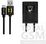  USB kábel DC - Batman 003 Type-C adatkábel hálózati töltővel 1m fekete 1A
