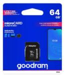 GOODRAM microSDHC 64GB Memóriakártya+SD Adapter+Kártyaolvasó M1A4-0640R12