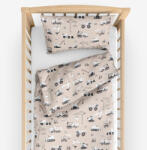 Goldea gyerek pamut ágyneműhuzat kiságyba - teherautók és markolók bézs alapon 90 x 120 és 40 x 60 cm