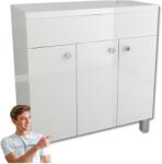 Paplinskimoebel Fürdőszobai komód mosdópulattal, álló, fehér lakkozott fényes, 80 cm (komoda łazienkowa z blatem IGA 80 biała)