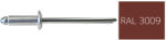  Nyitott félgömbfejű húzószegecs 3, 2x8mm festett RAL3009 alumínium-acél - bakonykotoelem - 3 Ft