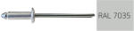 Koelner - Rawlplug Nyitott félgömbfejű húzószegecs 3, 9x8mm festett RAL7035 alumínium-acél