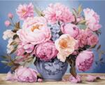 NORIMPEX - Puzzle Tablou Diamant: Bujori într-o vază albastră 30x40 cm - 1 - 39 piese