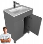 Paplinskimoebel Fürdőszoba szekrény álló mosdóval szürke lábas ajtó Gyártó 60 Matt (Zestaw mebel pod umywalkę IGA 60 cm Antracyt )