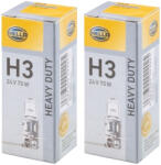 HELLA Set 2 Becuri Halogen H3 HELLA pentru Camioane Utilaje - 24V, 70W (PK22s), Iluminat Simetric (8GH002090-251-2)