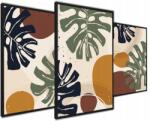  Poszter Triptichon Natura Boho Monstera Levelek 40x50 (40x50 Abstrakcja Tryptyk Obraz 144)