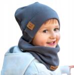 Bubalove Bordázott pamut baba sapka Bl antracit 40-46 cm (Komplet czapka i komin 40-46 antracyt)