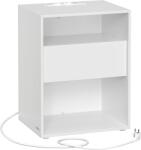 Brius Noptiera cu sertar si statie de incarcare, 2 prize, 2 porturi USB, 45x35x58 cm, alb (EZ-LET777W04)
