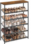 Brius Etajera pantofi 6 niveluri rafturi metalice reglabile pal, 75x28x114 cm, stil industrial, maro (EZ-LBS044KD01) Pantofar