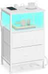 Brius Noptiera cu statie de incarcare si iluminare LED, 2 sertare si raft deschis, control aplicatie, 40x35x60 cm, alb (EZ-LGS302WH03)