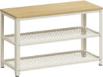 Brius Banca pantofi 2 rafturi cadru metalic sezut pal industrial, 73x30x45 cm, depozitare, stejar alb (EZ-LBS073W09) Pantofar