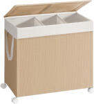 Brius Cos rufe ratan sintetic 140l 3 compartimente roti frana, 66x38x65 cm, design elegant, bej natur (EZ-LCB602N01)