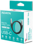 ADATA kábel USB 3.2 - USB TypeC - TypeC 1m műanyag fekete, mágneses (CACCU3-100W-100AN-BK)