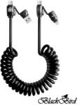 BlackBird Adatkábel Extreme 4in1 USB-A/USB-C/Lightning 50-200cm, fekete (BH1683)