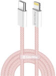 ColorWay Kábel Type-C CW-CBPDCL061-P, Apple Lightning, fonott pamut, PD 27W, 1M rózsaszín (CW-CBPDCL061-P)