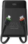 Charmast W1202 PD3.0 3A 22, 5W 10000 mAh Powerbank beépített kábelekkel USB C / Lightning fekete