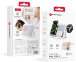  Apple FORCELL F-ENERGY Mag Mirror 15W 3 az 1-ben vezeték nélküli töltő kompatibilis MagSafe / Apple Watch / Samsung Watch / Airpods rózsaszín