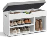 VASAGLE Cipőpad tárolóhellyel, Párnázott, Terhelhetőség 136 kg, 30 x 80 x 44 cm, fehér-szürke (LHS030W01)