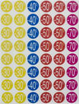 APLI Etikett, árengedmény, 24 mm, kör, színes, APLI, 240 etikett/csomag, -20-50 százalék (LCA101232) (LCA101232)