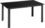 Outsunny Téglalap alakú kerti asztal 6 személyes, üveg asztallappal és alumíniummal, 150x90 cm, fekete