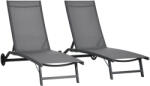 Outsunny 2 db-os napozóágy szett állítható háttámlával, alumíniumból és légáteresztő anyagból, 66x165x102 cm, sötétszürke