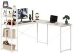  Sarokszámítógépes íróasztal Polcokkal és Könyvespolccal, Fehér, Ipari, Iskolai, Loft - pepita - 79 995 Ft