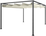 Outsunny Pergola kerti pavilon 4x3 m fém és poliészter visszahúzható tetővel, krém színben