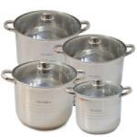  Rozsdamentes fazék készlet 8 részes (9 - 13.5 - 16.3 - 18.5 L )