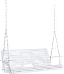 Outsunny 3 személyes kerti hintaágy, központi asztallal és pohártartókkal, fából és fémből, 150x75x53 cm, fehér