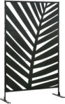 Outsunny térelválasztó 3 függőleges acél panellel, banánlevél mintával, 122x45x198 cm, fekete