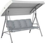 Outsunny Kerti Hintaágy, 3 személyes, állítható tetővel és párnákkal, 172x110x156 cm, Világosszürke