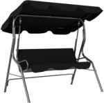 Outsunny 3 személyes kerti hintaágy, állítható tetővel és párnákkal, acélból és poliészterből, 170x110x153 cm, Fekete