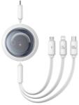 Baseus free2draw adatkábel 3in1, type-c - type-c/ lightning/microusb, 100w, gyorstöltő, 110cm, csévélhető, fehér (P10368700211-03)
