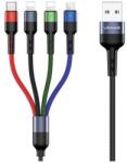 USAMS u26 adatkábel 4in1, usb - 2 lightning/type-c/microusb, 2a, gyorstöltő, 35cm, fekete (SJ411USB01)